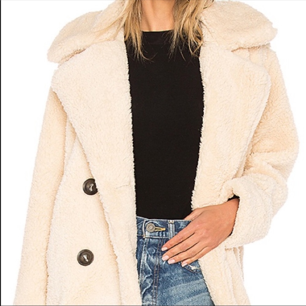 Free People Teddy  jacket cream XS faux fur - Picture 2 of 12